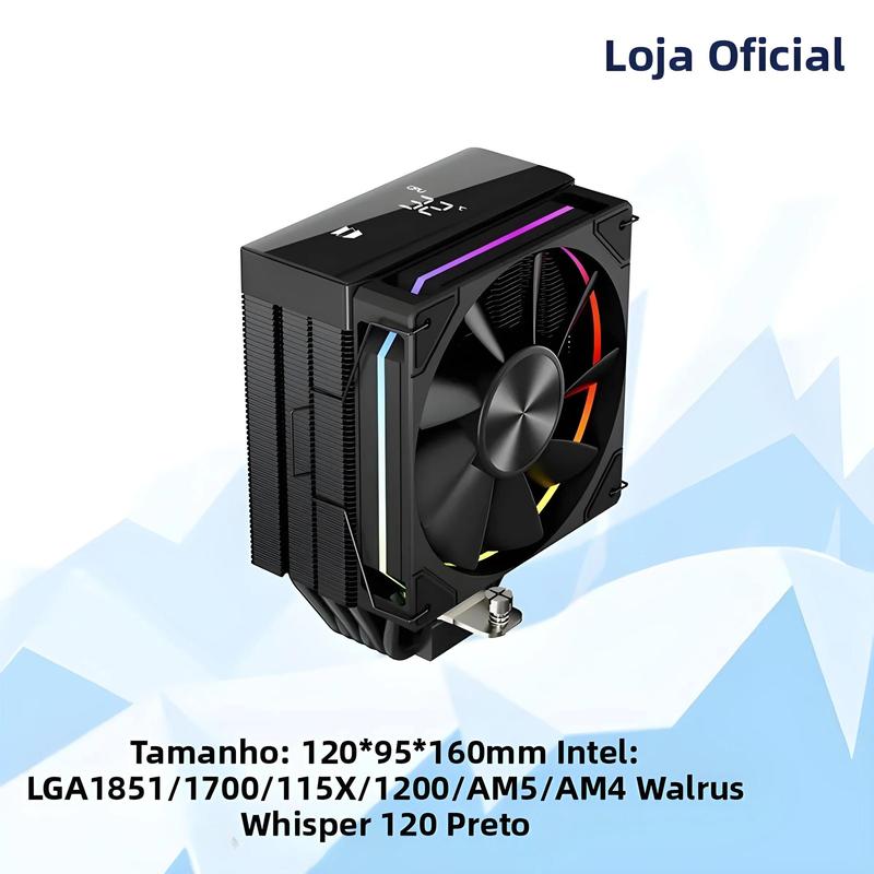 Cooler De CPU Walrus Whisper 120 Com Display Digital E 6 Tubos De